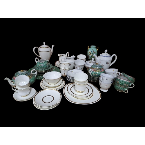 542 - A TWENTY TWO PIECE ROYAL CHELSEA BONE CHINA TEA SET the white ground with gilt border, a thirteen pi... 