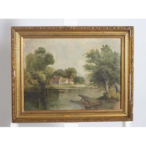 613 - ARTHUR KNOX REID
Riverscapes with Cottages and Cattle
Oil on canvas 
Each signed lower left 
29cm (h... 