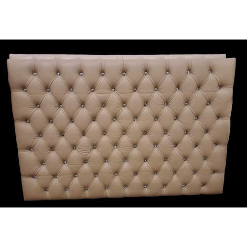 760 - TWO FAUX LEATHER BUTTONED UPHOLSTERED HEADBOARDS 
Each 124cm (h) x 184cm (w) 
A PAIR OF CHERRYWOOD C... 