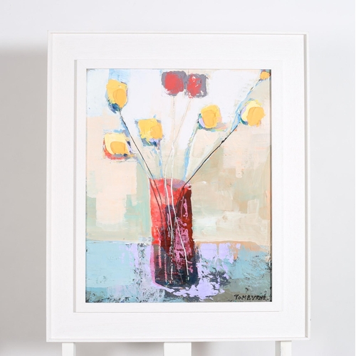 806 - TOM BYRNE
Still Life, Flowers in a Vase
Mixed media on canvas
Signed lower right
50cm (h) x 39cm (w)