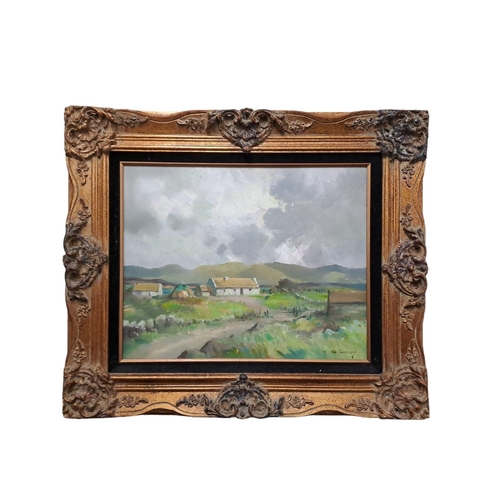 90 - TOM GREALEY 
Mountain and Cottage 
Oil on canvas
Signed lower right
38cm (h) x 49cm (w),ENGLISH SCHO... 