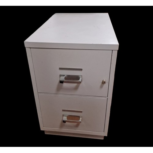 887 - A CHUBB FIRE PROOF TWO DRAWER FILING CABINET with key 
85cm (h) x 54cm (w) x 81cm (d)