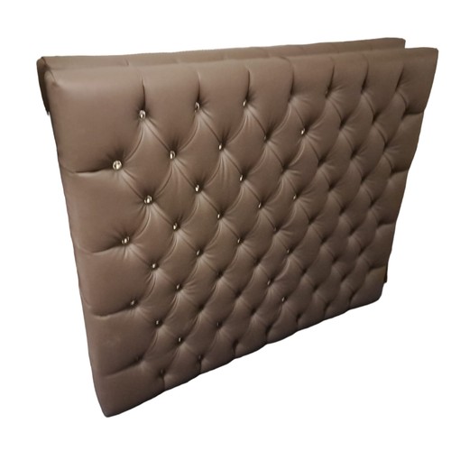 884 - A PAIR OF FAUX LEATHER DEEP BUTTONED UPHOLSTERED HEADBOARDS together with A PAIR OF BEECHWOOD CHESTS... 