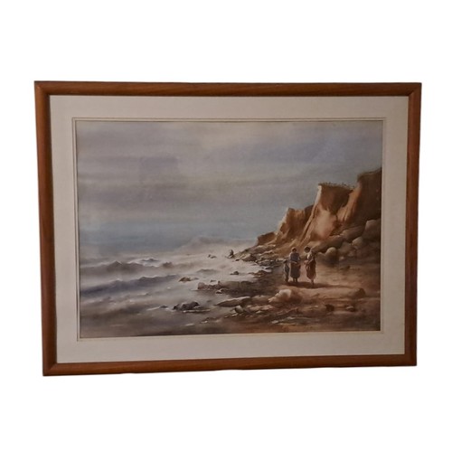 98 - CONTINENTAL SCHOOL
Seashore with Figures
Watercolour
Signed lower right Max Guere, dated '86
49cm (h... 