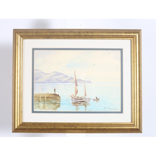 144 - B. TIMMONS
Evening Calm
Mannin Bay
Watercolours 
A pair
Each signed lower right
18cm (h) x 25cm (w)