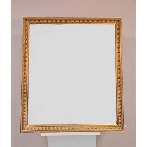 155 - A CONTINENTAL GILT FRAME MIRROR the rectangular bevelled glass plate within a moulded frame 
117cm (... 