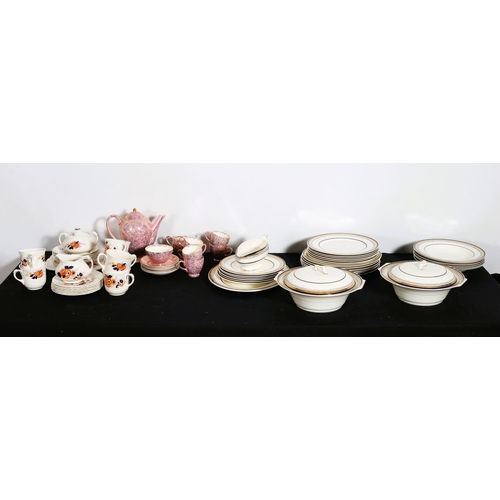 107 - A TWENTY SEVEN PIECE MYOTT STAFFORDSHIRE CHINA PART DINNER SERVICE, a fifteen piece Arklow pottery l... 