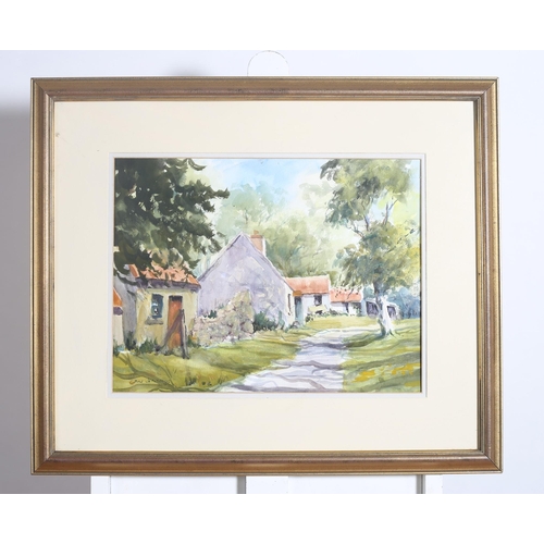 690 - ANN JENNINGS 
Greenan Co. Waterford 
Farmyard Scene
Watercolour
Signed lower left
Inscribed verso 
3... 