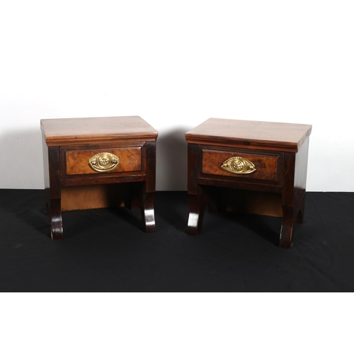 101 - A PAIR OF VINTAGE MAHOGANY AND WALNUT DRESSING TABLE CHESTS each of rectangular outline the shaped t... 