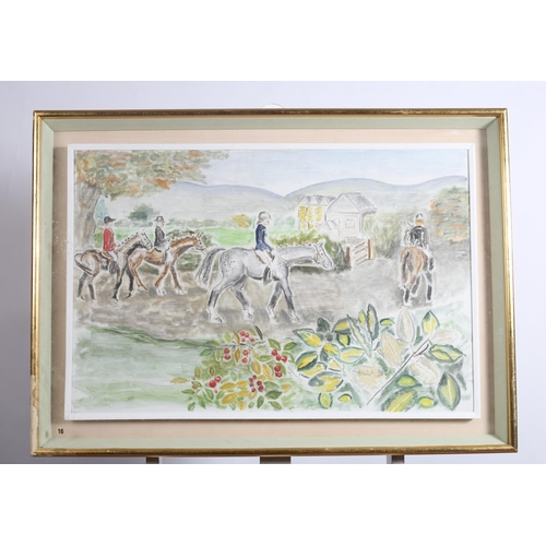 127 - MELLA BOLAND 
Study of Horses and Riders
Oil on canvas
Signed lower right, dated '86
53cm (h) x 78cm... 