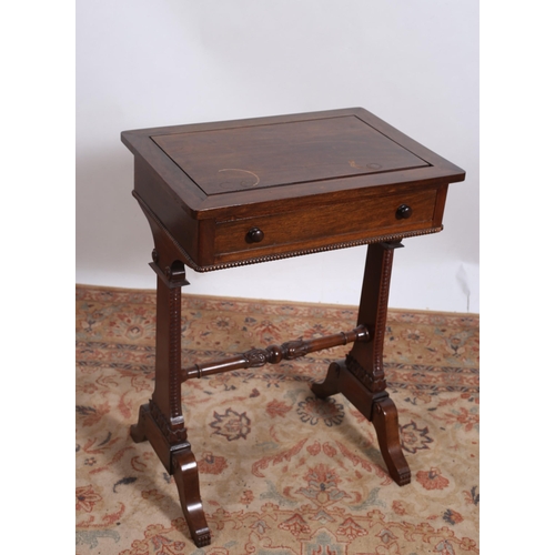 13 - **WITHDRAWN** A REGENCY STYLE TEAK OCCASIONAL TABLE of rectangular outline the shaped top with friez... 