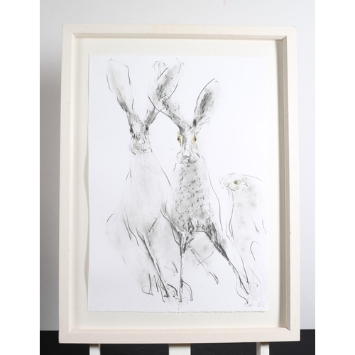 147 - STUDY OF HARES
Mixed media on paper
Indistinctly signed lower right
70cm (h) x 51cm (w)