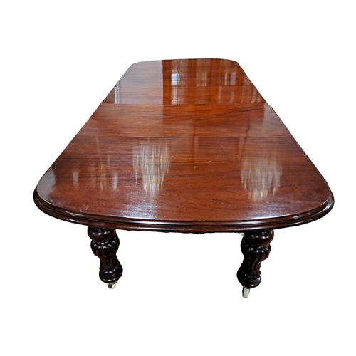 166 - **WITHDRAWN** A GOOD WILLIAM IV MAHOGANY TELESCOPIC DINING TABLE of rectangular outline with rounded... 