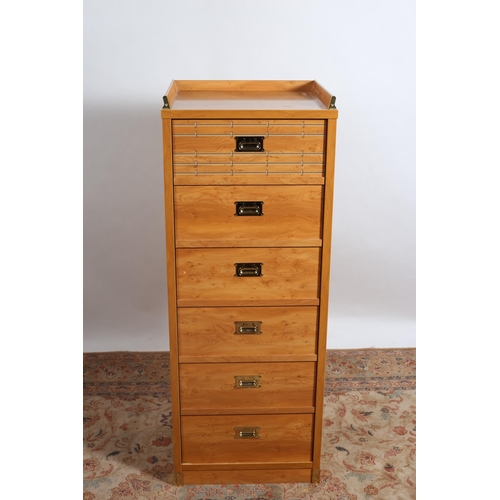 236 - **WITHDRAWN** A GAUTIER YEW WOOD TALLBOY of rectangular outline the shaped top with moulded gallery ... 