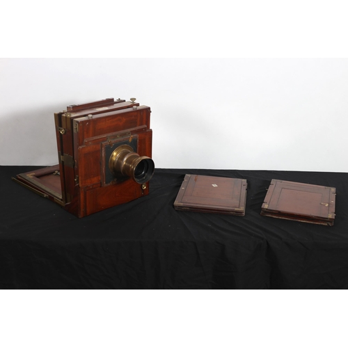 251 - A 19TH CENTURY WATSON HOLBORN LONDON WHOLE PLATE TRANSITIONAL TAILBOARD CAMERA inscribed 'W. Watson ... 