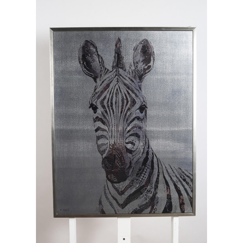 281 - STUDY OF ZEBRA HEAD 
Silk screen on canvas
Indistinctly signed lower left 
80cm (h) x 60cm (w)