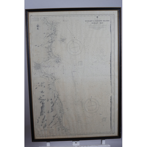 340 - A FRAMED MAP 
Wicklow to Skerries Islands with Dublin Bay 
Compiled from the surveys by Captain F.W.... 