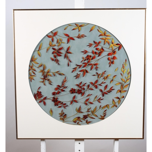 342 - FOLIAGE STUDIES
On glass roundels 
A pair 
Each 62cm (d)
In gilt metal frames 80cm (h) x 80cm (w)