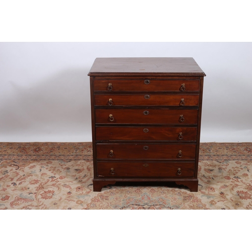 357 - A 19TH CENTURY MAHOGANY CHEST of rectangular outline the shaped top above five long deep drawers wit... 