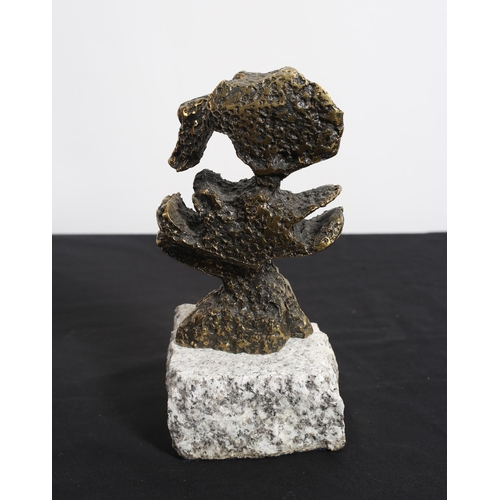 480 - A CAST BRONZE ABSTRACT FORM on a granite base 
22cm (h)