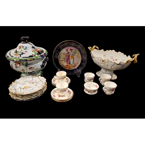 487 - A COLLECTION OF CHINA to include an ironstone lidded terrine, part tea sets, etc.