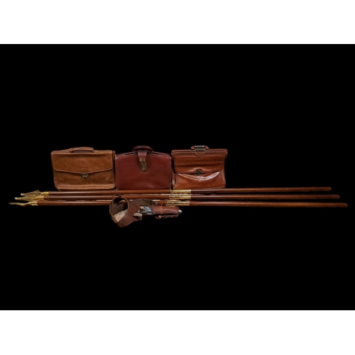 768 - A MISCELLANEOUS COLLECTION to include a copper still, a replica gun in leather holster, three hardwo... 