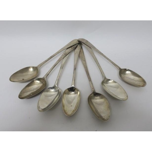 520 - SEVEN GEORGIAN SILVER BRIGHT CUT SPOONS Dublin c.1780