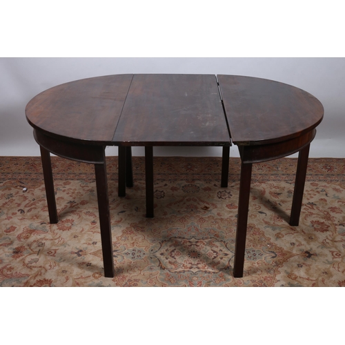 648 - A 19TH CENTURY MAHOGANY ECONOMY TABLE of rectangular bowed outline the shaped top with rounded ends ... 