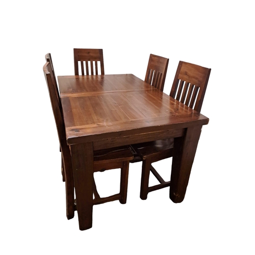 710 - A SIX PIECE HARDWOOD DINING ROOM SUITE comprising six dining chairs each with a curved top rail and ... 