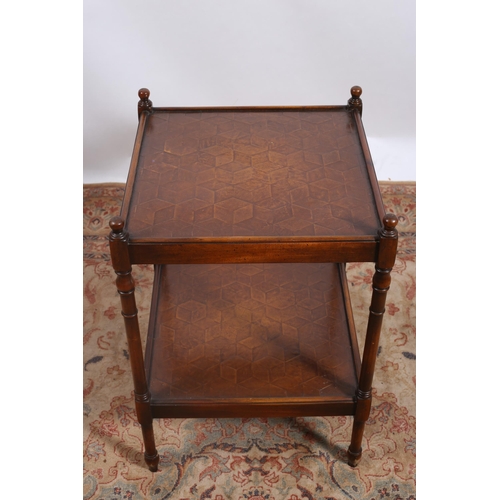 80 - **WITHDRAWN** A CONTINENTAL CHERRYWOOD TWO TIER OCCASIONAL TABLE of rectangular form the shaped top ... 