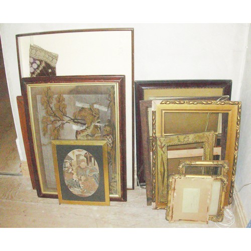 273 - A MISCELLANEOUS  COLLECTION TO INCLUDE NEEDLEWORKS together with a collection of gilt frames