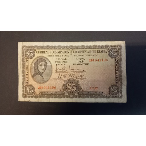 512 - CURRENCY COMMISSION CONSOLIDATION BANKNOTE Lady Lavery Five Pounds 02.07.1937, CURRENCY COMMISSION C... 