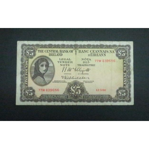 513 - CURRENCY COMMISSION CONSOLIDATION BANKNOTE Lady Lavery Five Pounds 12.05.1960