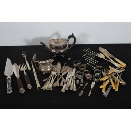 489 - A MISCELLANEOUS COLLECTION to include a twenty three piece silver plated and mother of pearl handle ... 