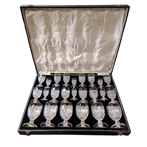 497 - A SUITE OF TWENTY FOUR WATERFORD HOBNAIL CUT GLASSES comprising six wine glasses, six port glasses, ... 