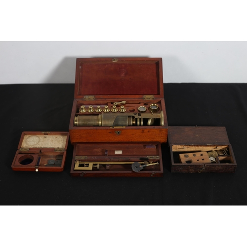 544 - A MISCELLANEOUS COLLECTION to include a 19th century brass microscope in mahogany case, a 19th centu... 