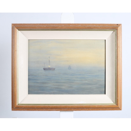 549 - E.R. JOHNSON
The Floating Beacon
Watercolour
Monogrammed lower right
23cm (h) x 34cm (w) 
FIGURES BY... 