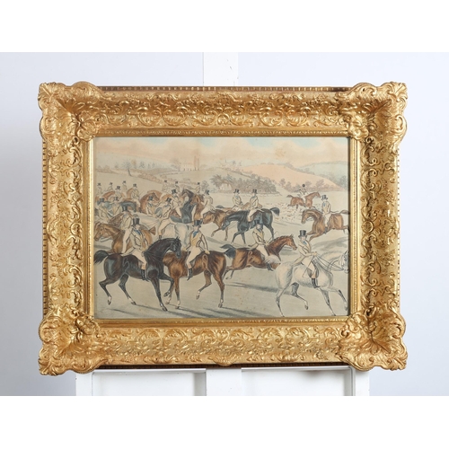 550 - A 19TH CENTURY COLOURED ENGRAVING 
The Meet
In ornate gilt frame
47cm (h) x 60cm (w)