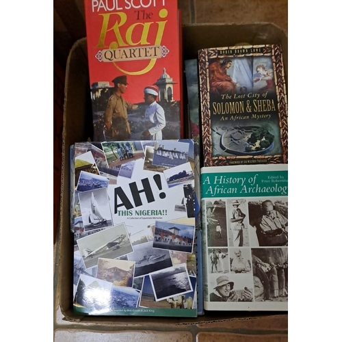 601 - A LARGE COLLECTION OF AFRICAN/ASIA TRAVEL INTERES BOOKS (2 boxes)