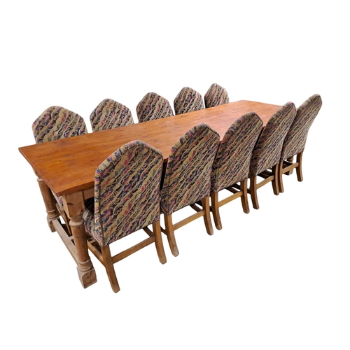 180 - AN ELEVEN PIECE BREAKFAST SUITE comprising ten gothic style beechwood and upholstered dining chairs ... 