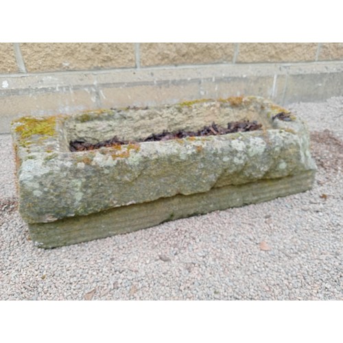 411 - A 19TH CENTURY SANDSTONE TROUGH of rectangular outline
22cm (h) x 78cm (w) x 33cm (d)