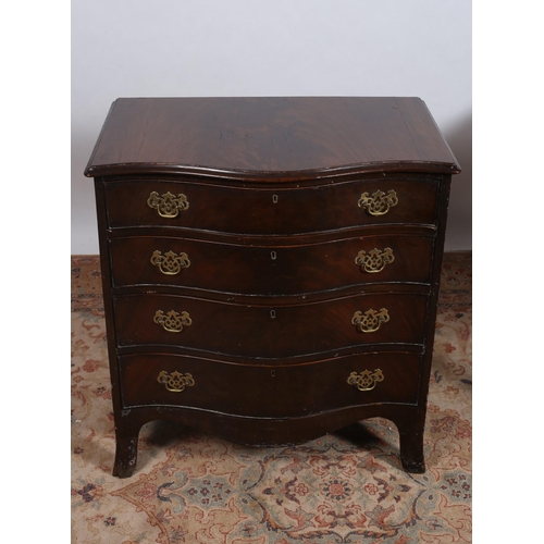 251 - A GEORGIAN STYLE MAHOGANY CHEST of serpentine outline the shaped top above four long graduated drawe... 