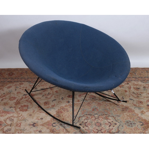 383 - after HARRY BERTOIA 
A VINTAGE UPHOLSTERED AND TUBULAR ROCKING CHAIR