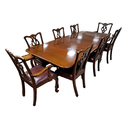 170 - A NINE PIECE MAHOGANY DINING ROOM SUITE comprising eight Chippendale style dining chairs, including ... 