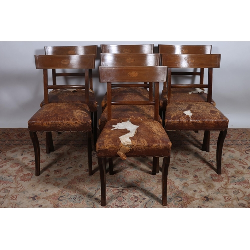 202 - 19TH CENTURY MAHOGANY SEVEN PIECE  DINING ROOM SUITE comprising six Sheraton style dining chairs eac... 