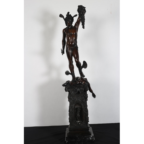 214 - after BENVENUTO CELLINI
A fine bronze figure modelled as Perseus with the head of Medusa shown stand... 