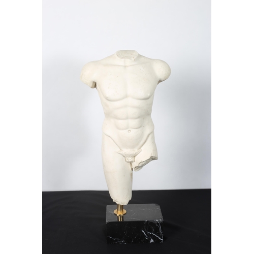 263 - A COMPOSITION FIGURE modelled as a male torso raised on a black veined marble plinth 
60cm (h) x 18c... 