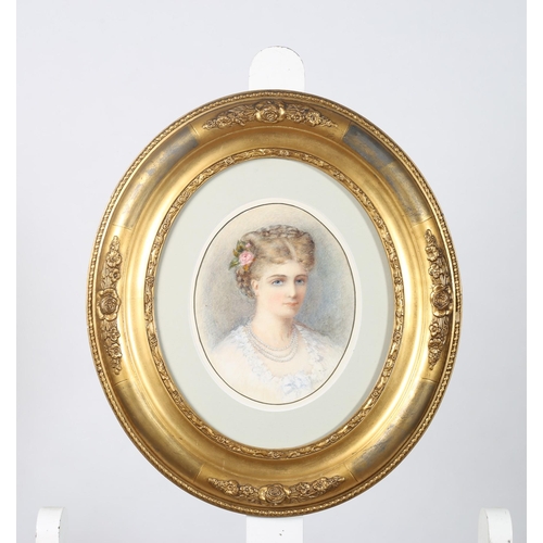 291 - A 19TH CENTURY HEAD AND SHOULDER PORTRAIT OF A FEMALE
Watercolour
An oval in gilt frame
44cm (h) x 3... 