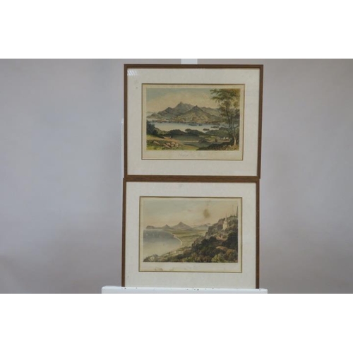 633 - A SET OF SEVEN COLOURED PRINTS 
Views in Ireland, Watercolour Harbour Scene with Sailing Boats, etc.... 