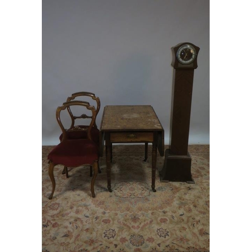 637 - A GEORGIAN MAHOGANY DROP LEAF TABLE the rectangular hinged top with frieze drawer on ring turned leg... 